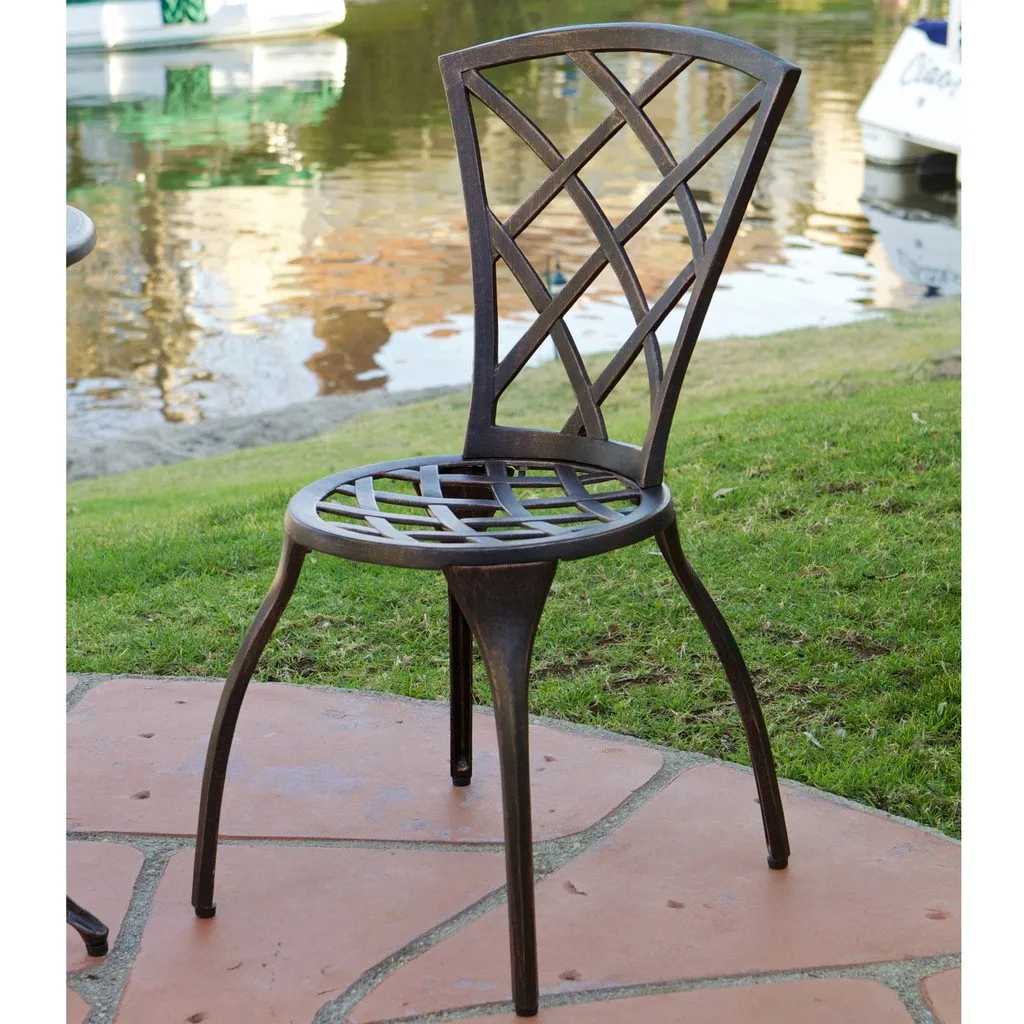 Traditional Outdoor Copper Cast Aluminum Bistro Set with Umbrella Hole - NH397432