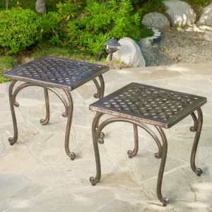 Traditional Outdoor Copper Cast Aluminum End Tables (Set of 2) - NH252832 patio chairs, outdoor seating