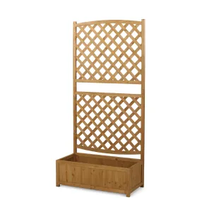 Traditional Rectangular Firwood Planter Box with Trellis - NH905313 patio chairs, outdoor seating
