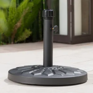 Traditional Round Black Steel Umbrella Base with Sunflower Design - NH914003 patio chairs, outdoor seating