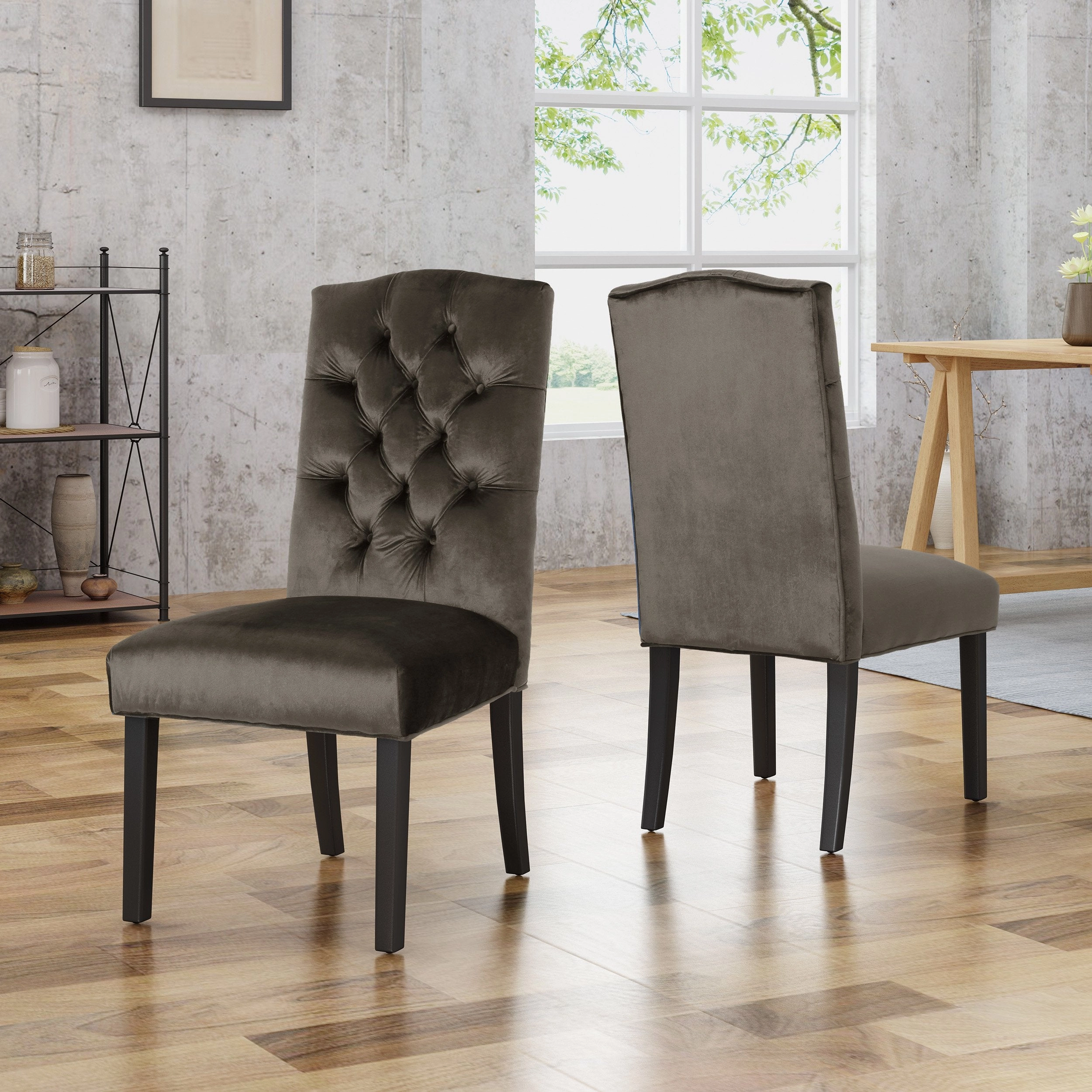 Traditional Crown Top New Velvet Dining Chairs (Set of 2) - NH567303 dining table set, 6-piece dining set