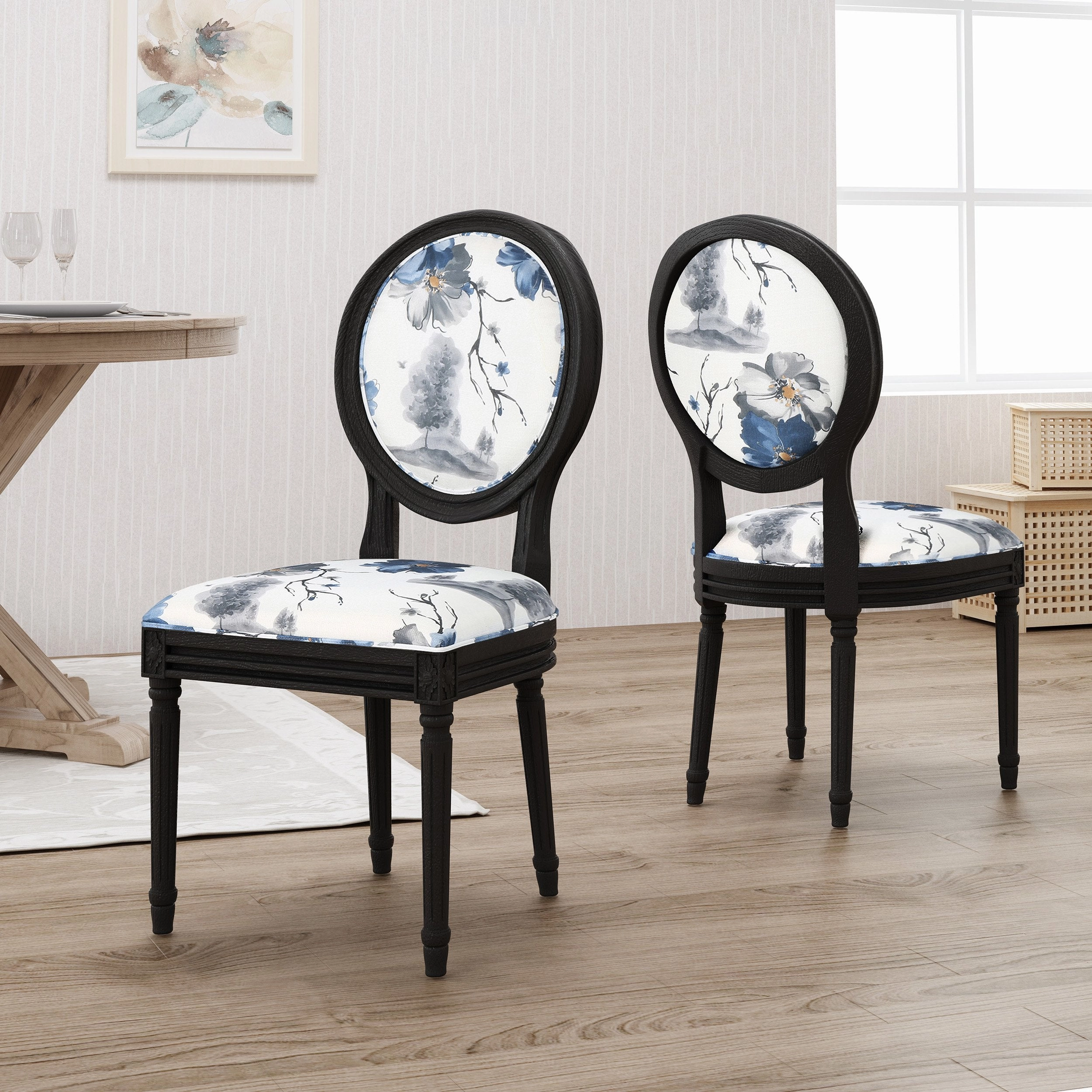 Traditional Fabric Upholstered Dining Chairs with Wood Frame (Set of 2) - NH966503