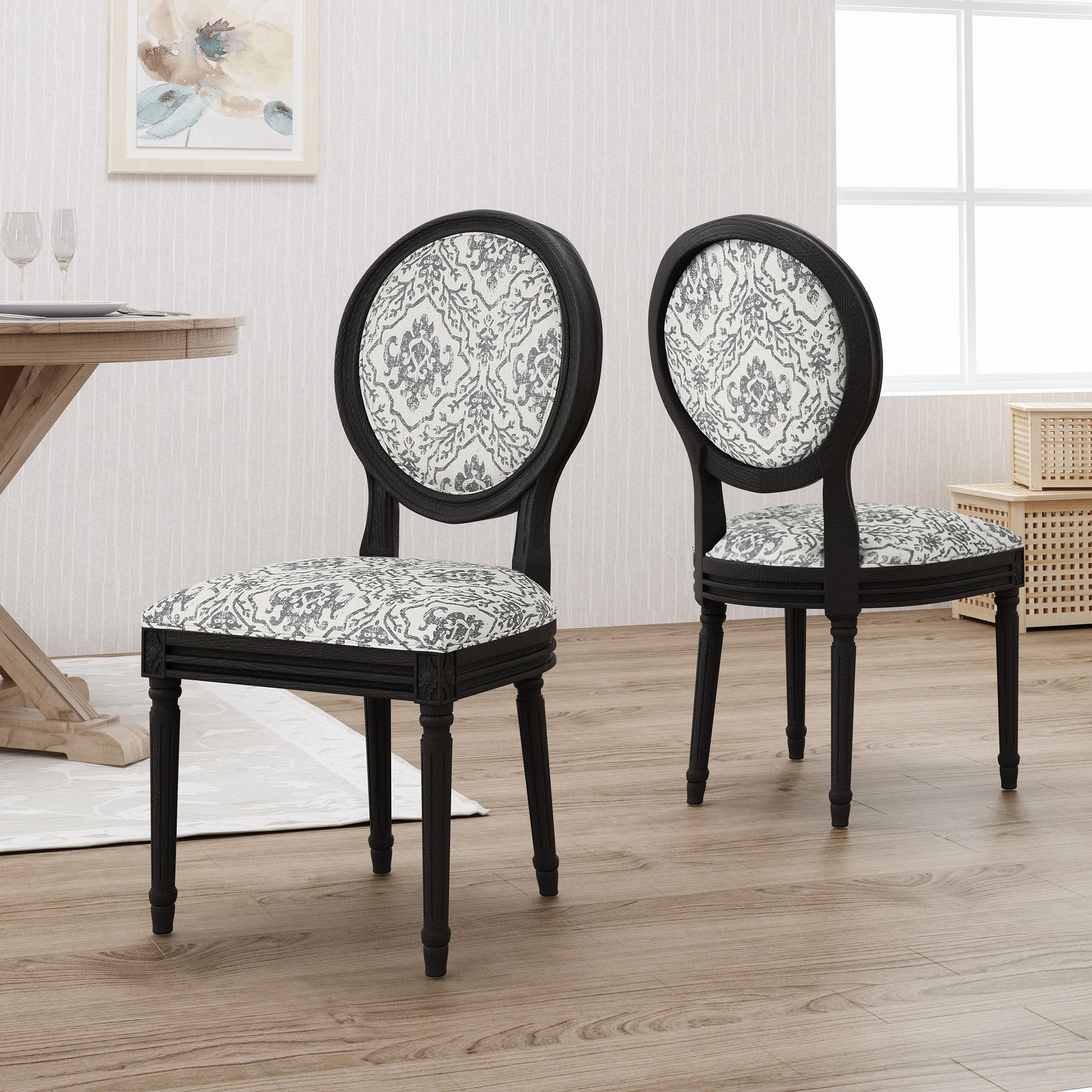 Traditional Fabric Upholstered Dining Chairs with Wood Frame (Set of 2) - NH966503 dining table set, 6-piece dining set