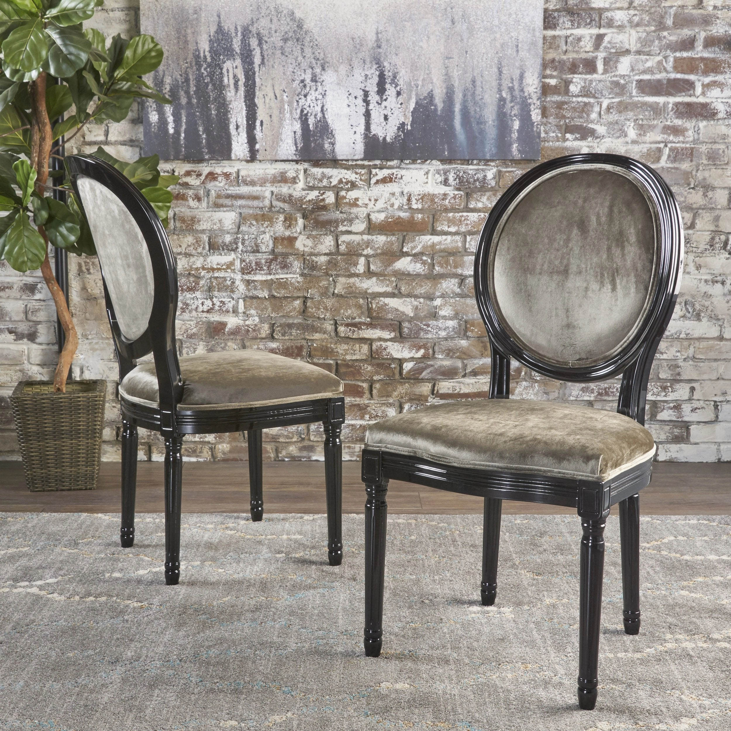 Traditional Grey New Velvet Dining Chairs (Set of 2) - NH943103 dining table set, 6-piece dining set