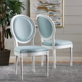 Traditional Light Blue Upholstered Fabric Dining Chairs (Set of 2) - NH062003 dining table set, 6-piece dining set