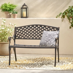 Traditional Mesh Pattern Antique Copper Cast Aluminum Bench - NH929933 stair tread rug, stair mat