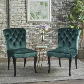 Traditional Teal New Velvet Armless Dining Chairs (Set of 2) - NH694103 dining table set, 6-piece dining set