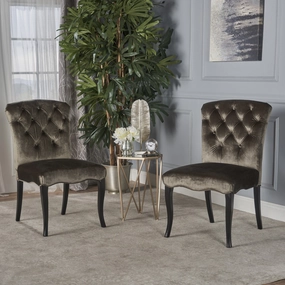 Traditional Tufted Gray New Velvet Armless Dining Chairs (Set of 2) - NH520203 dining table set, 6-piece dining set