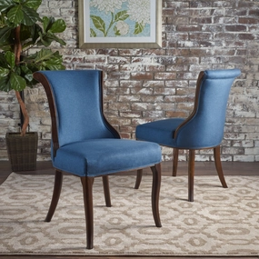 Traditional Upholstered Fabric Dining Chairs w/ Espresso Finish (Set of 2) - NH928103 dining table set, 6-piece dining set