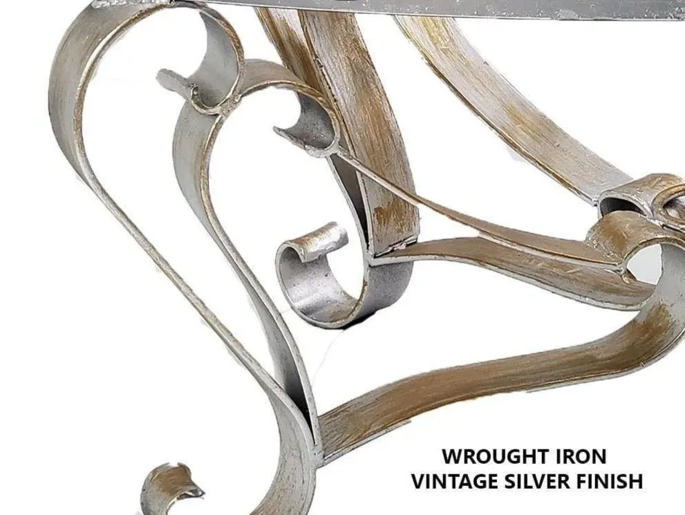 Travertine Stone & Iron Accent Table