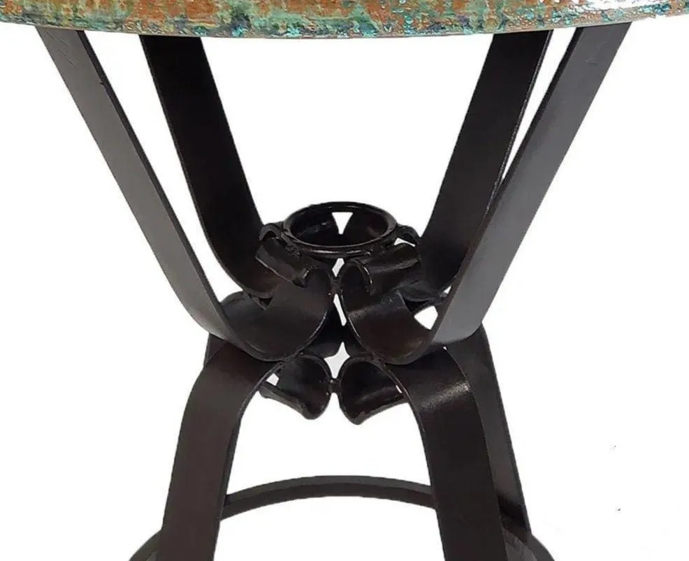 Travertine Stone & Iron Accent Table