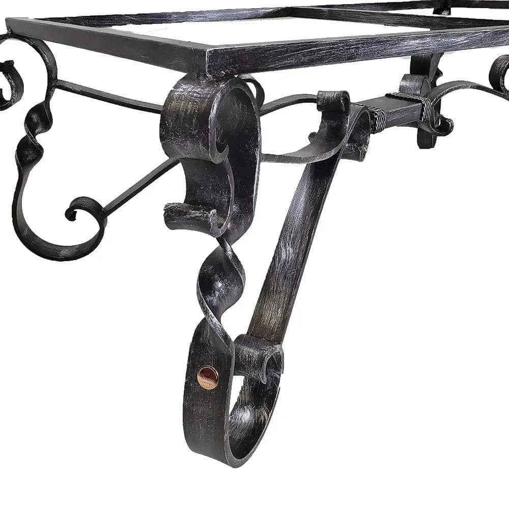 Travertine Stone & Iron Accent Table