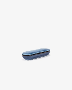 Tray with lid L dark blue Pure