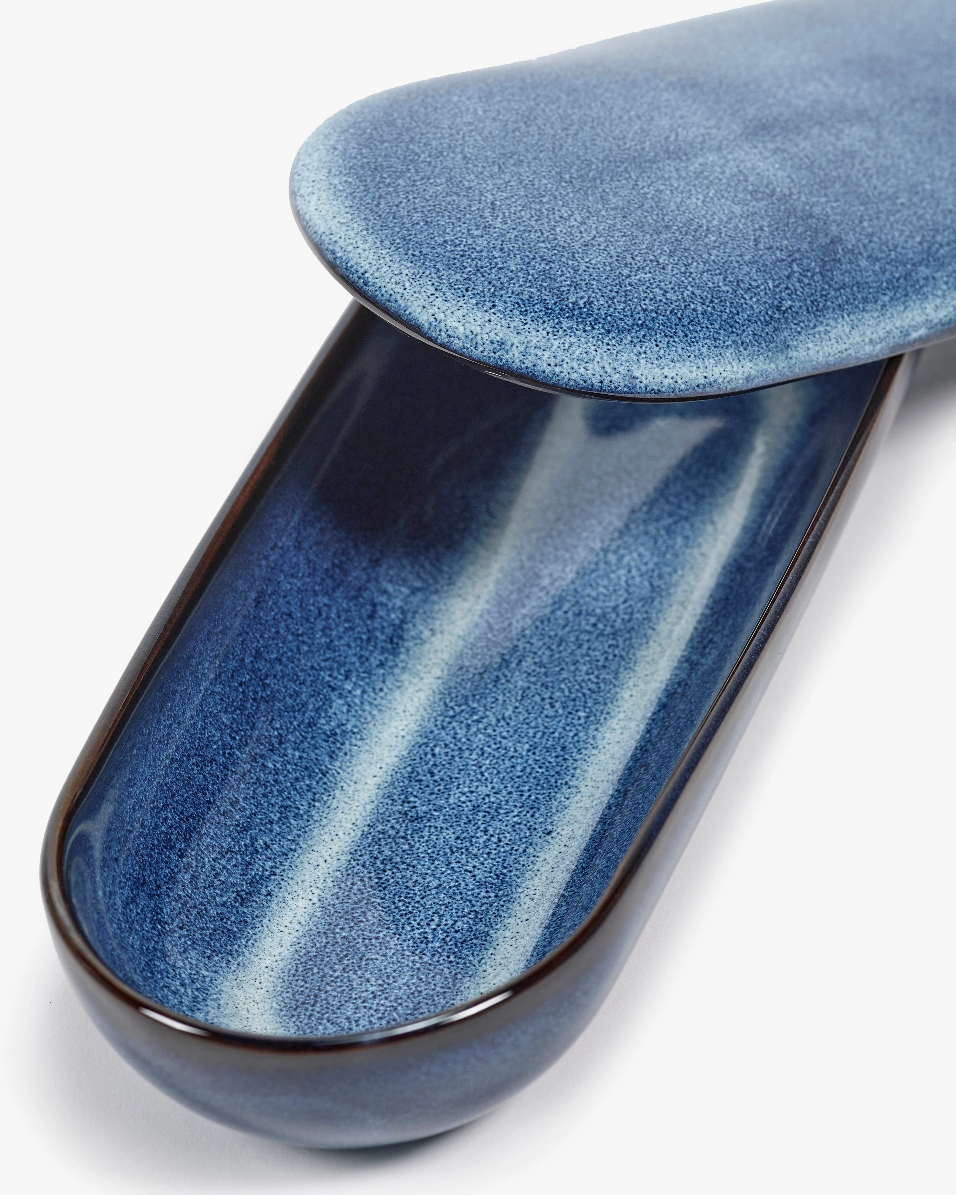 Tray with lid L dark blue Pure