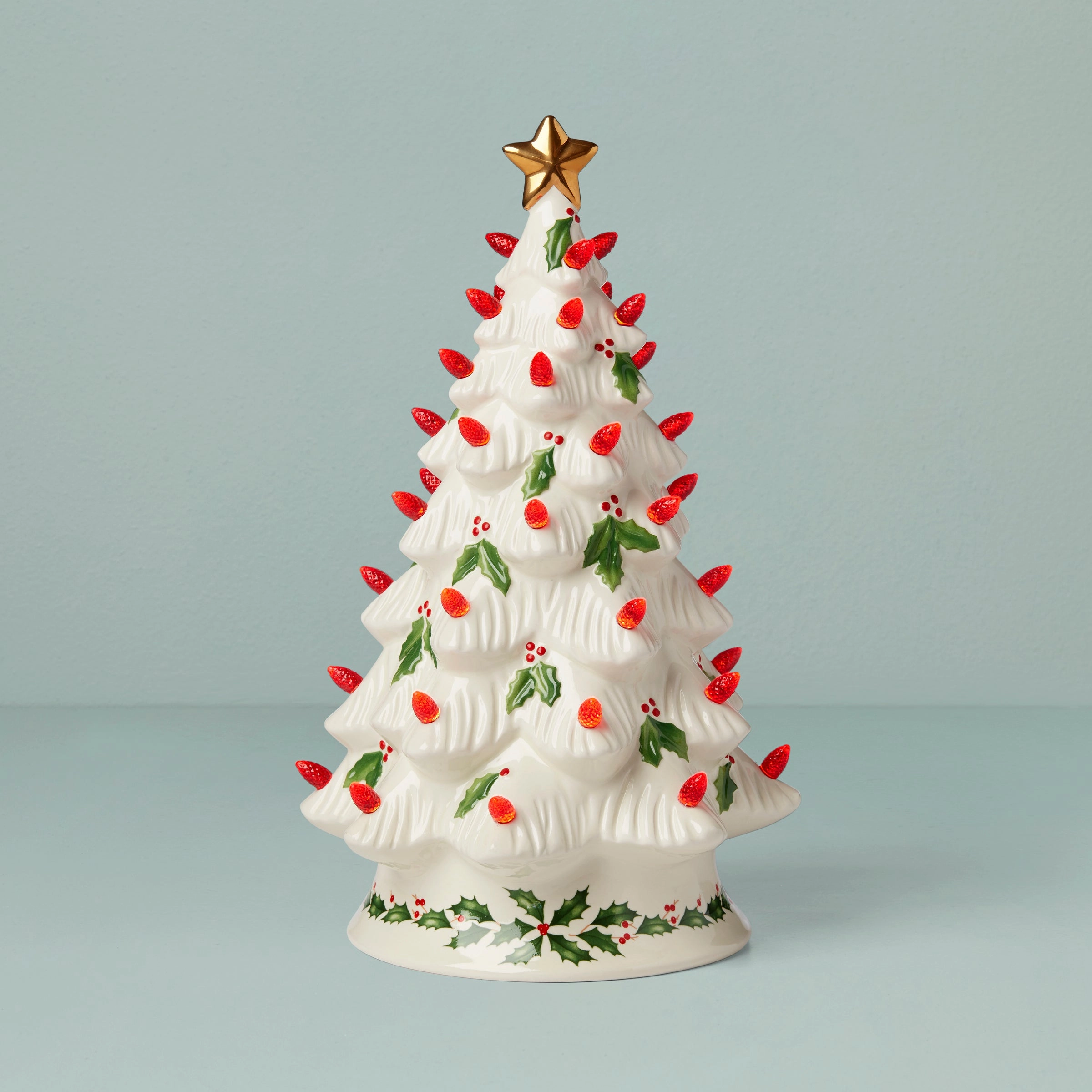 Treasured Traditions Red Bulbs Lit Tree