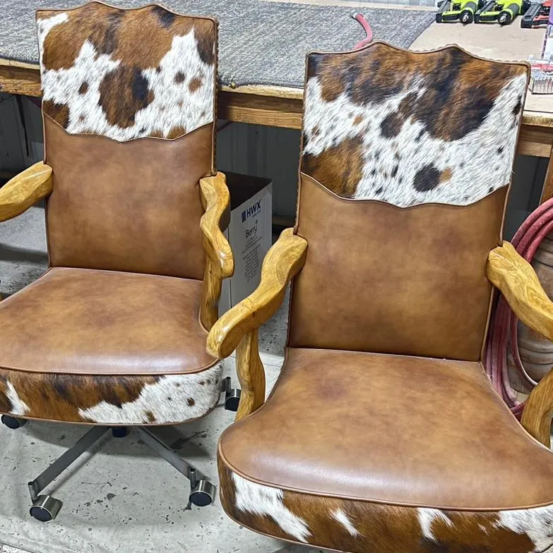 Tri Color Cowhide & Leather Office Chair