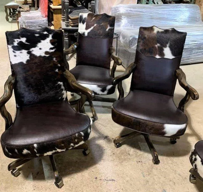 Tri Color Cowhide & Leather Office Chair
