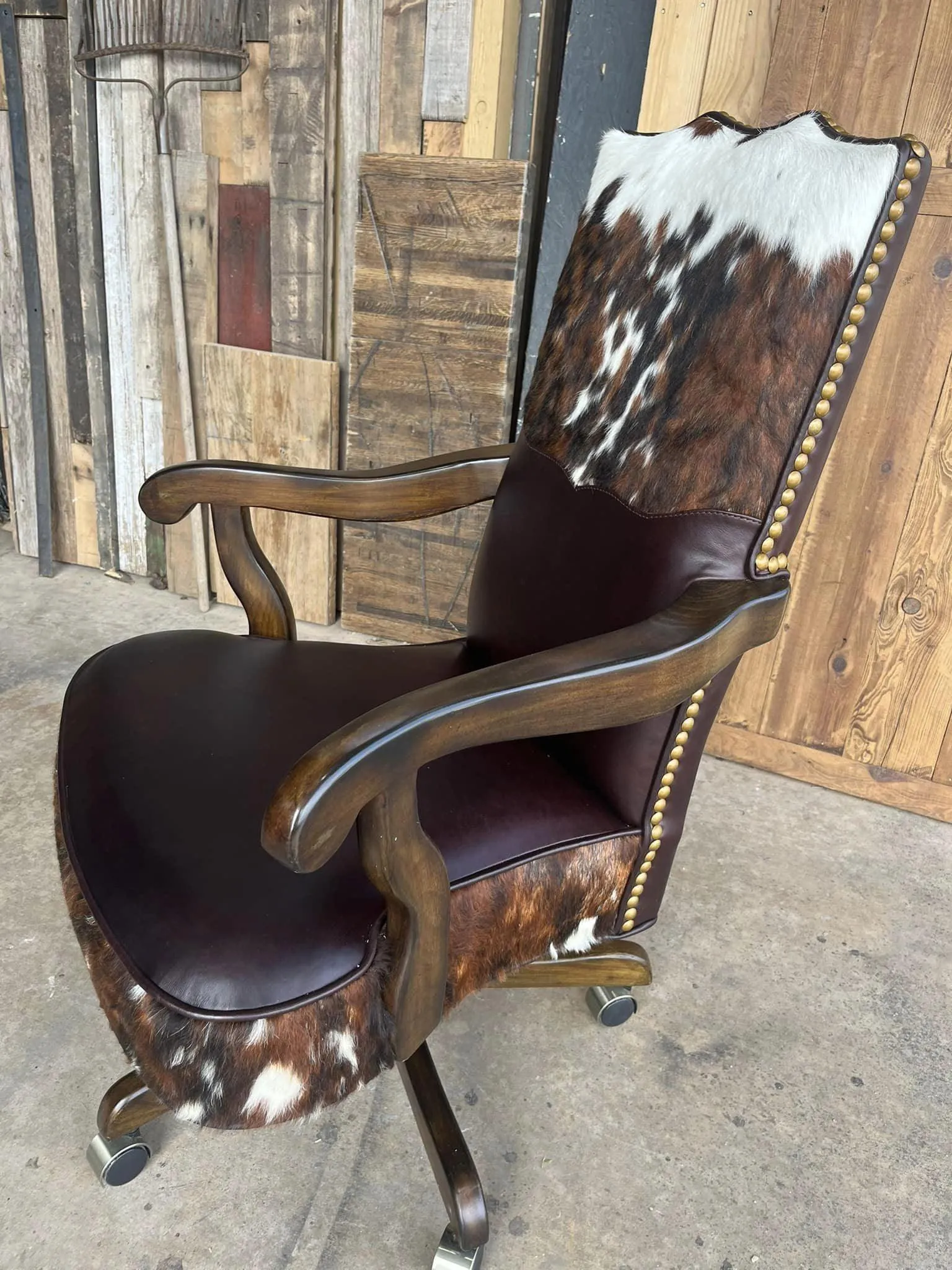 Tri Color Cowhide & Leather Office Chair