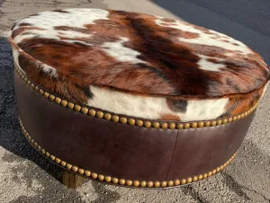 Tri Color Cowhide & Leather Round Ottoman gaming chair, computer chair