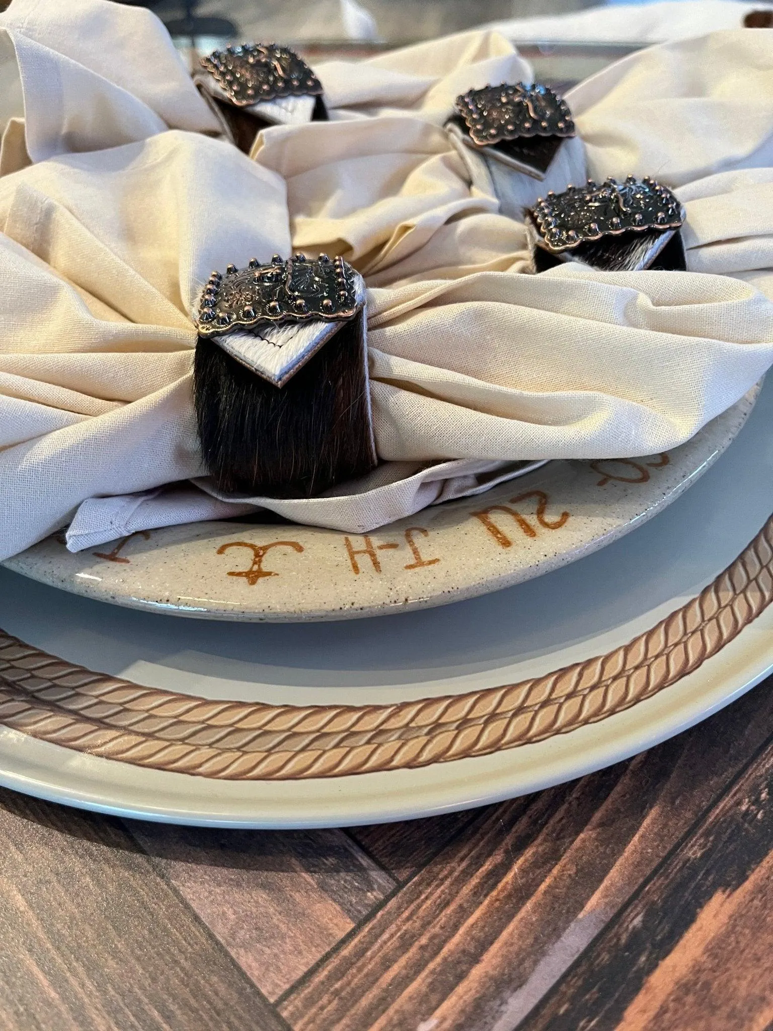 Tri Color Cowhide Napkin Holders