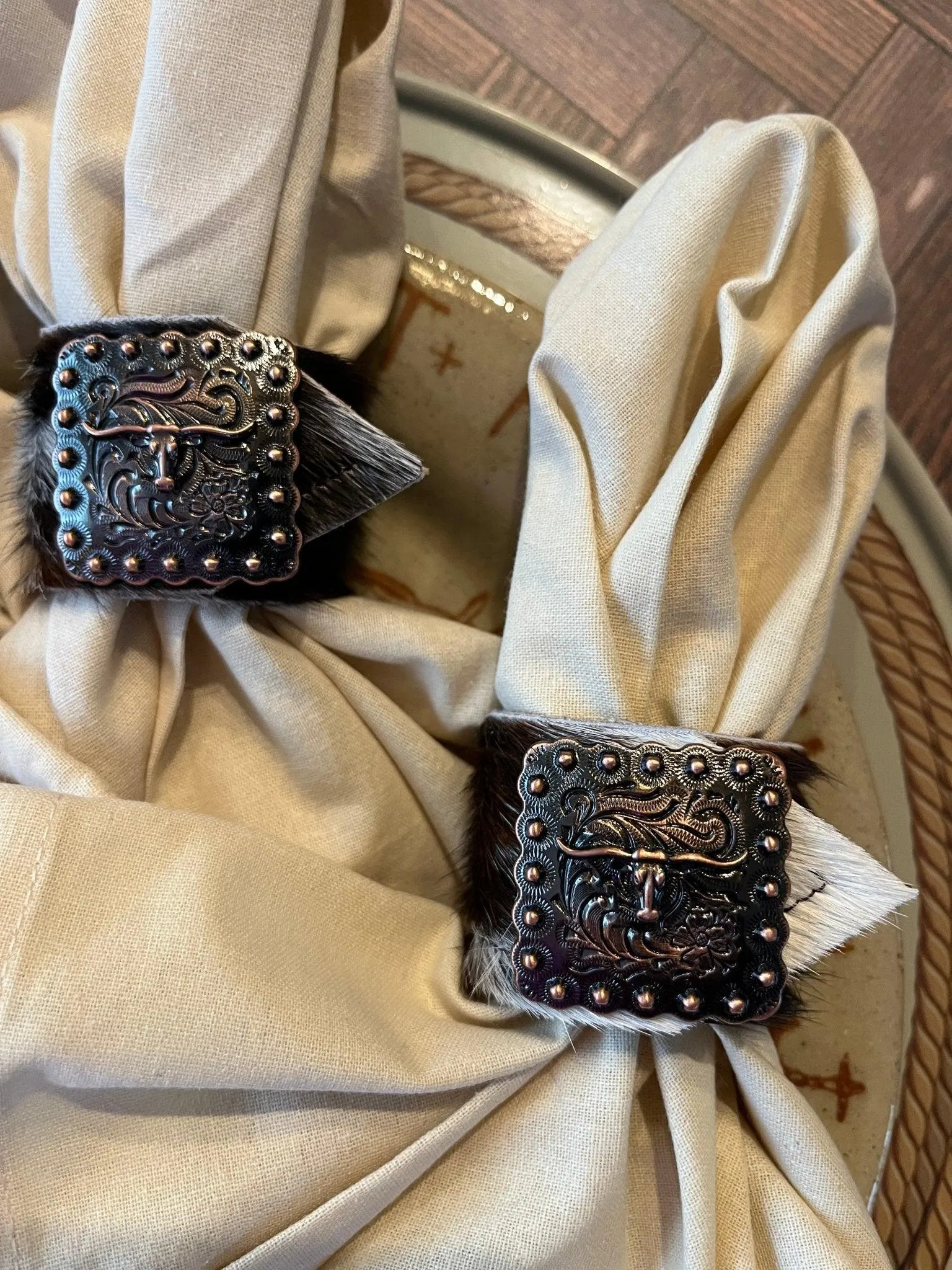 Tri Color Cowhide Napkin Holders