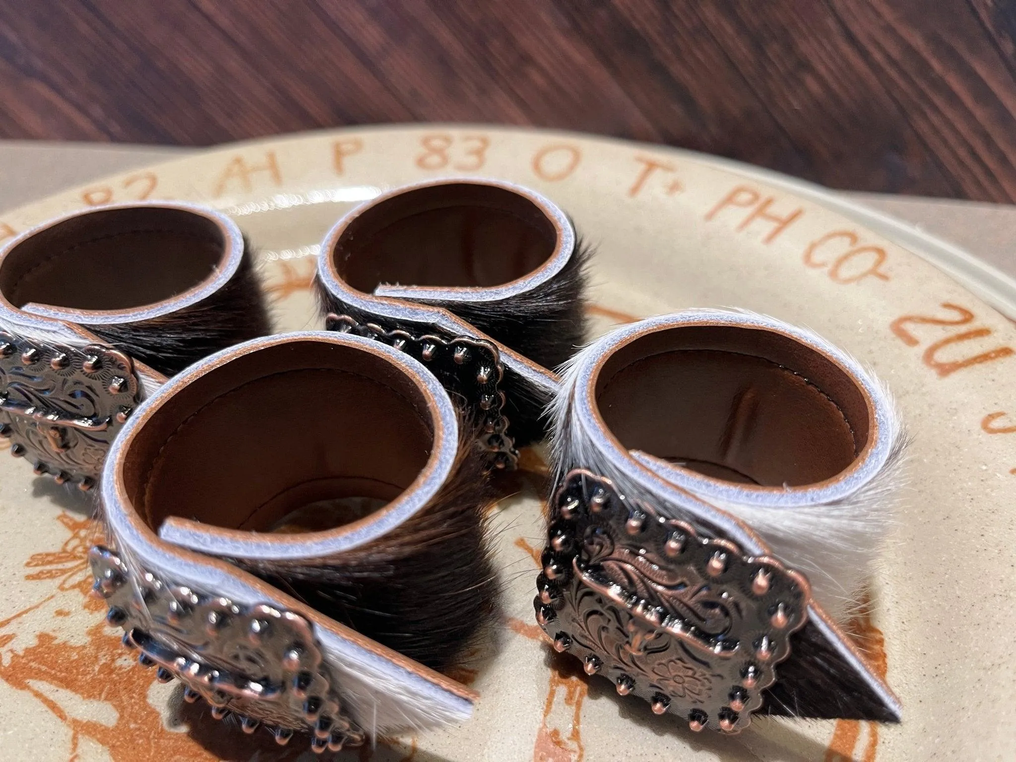 Tri Color Cowhide Napkin Holders