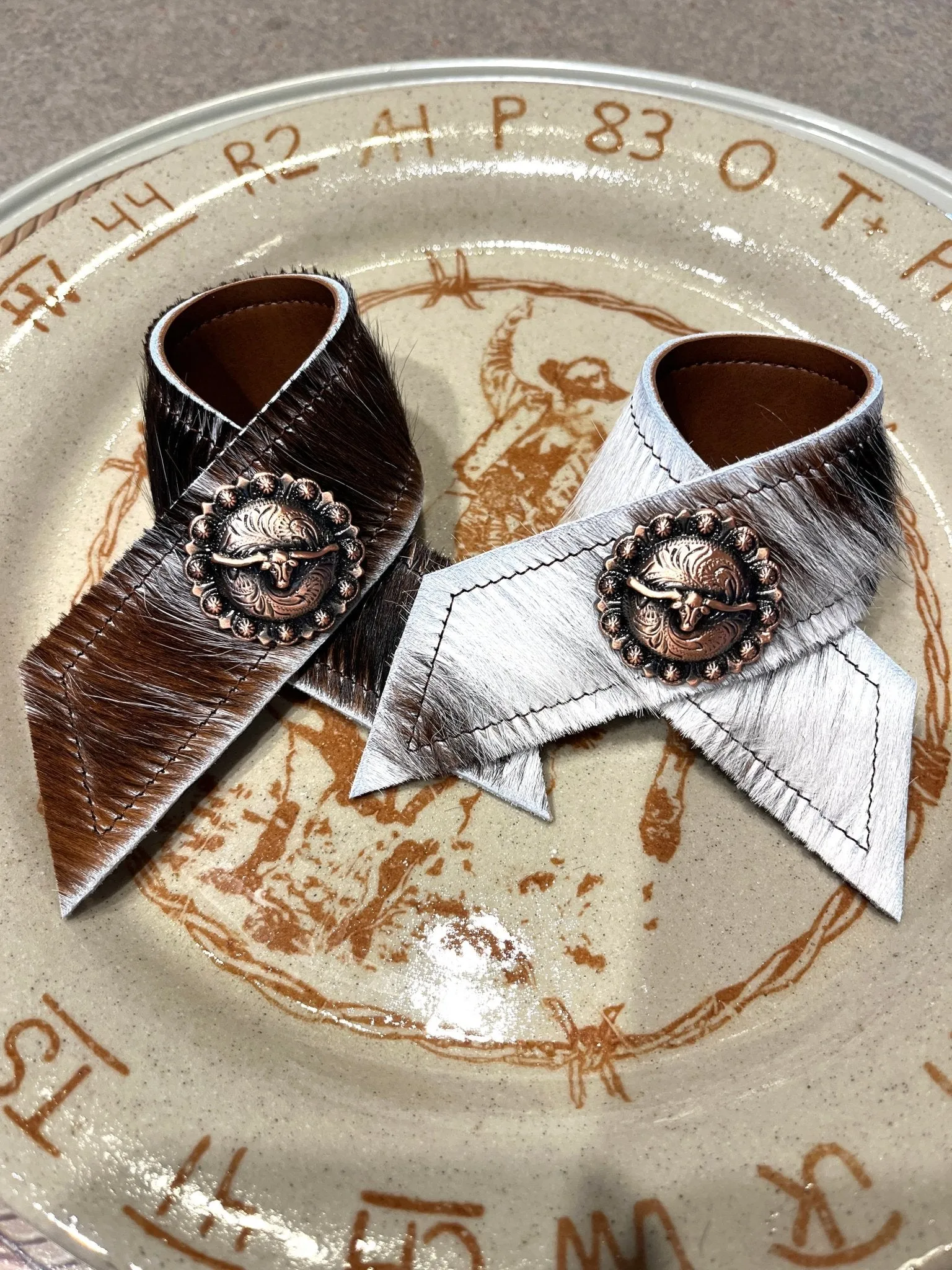 Tri Color Cowhide Napkin Rings