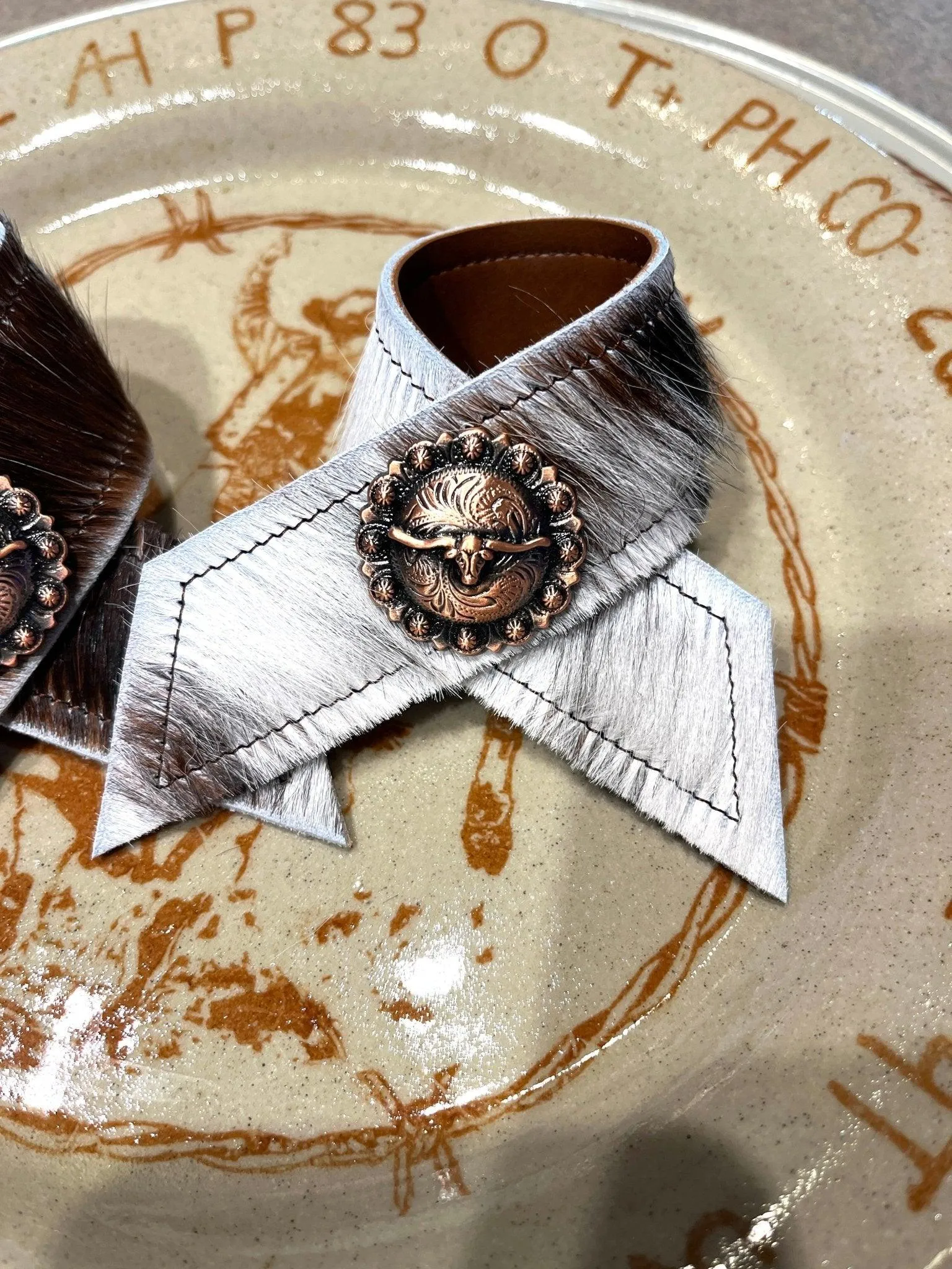 Tri Color Cowhide Napkin Rings