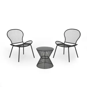 Tristian Modern Outdoor 2 Seater Iron Chat Set with Side Table clothes rack, garment rack