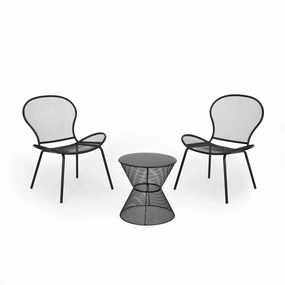 Tristian Modern Outdoor 2 Seater Iron Chat Set with Side Table clothes rack, garment rack