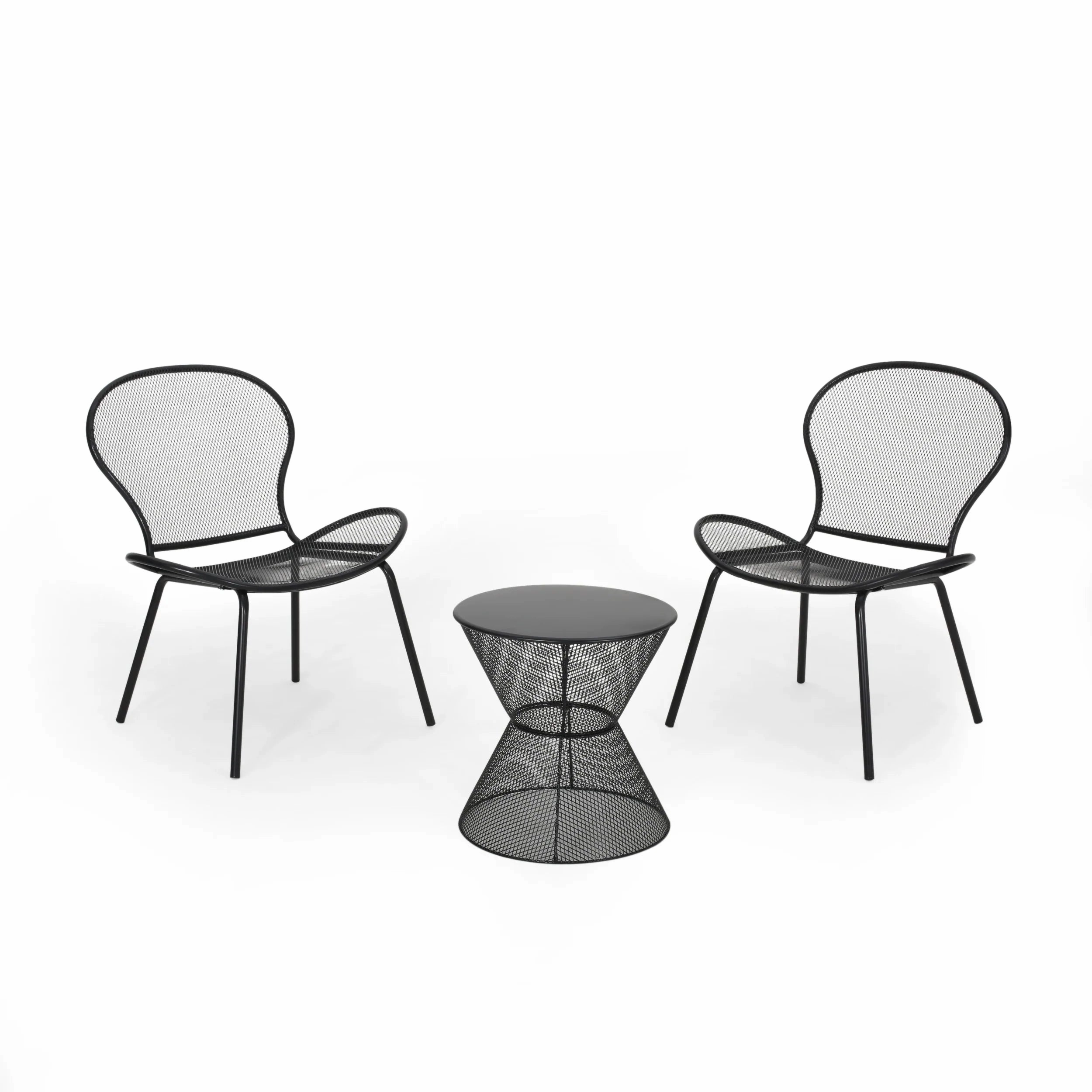 Tristian Modern Outdoor 2 Seater Iron Chat Set with Side Table clothes rack, garment rack