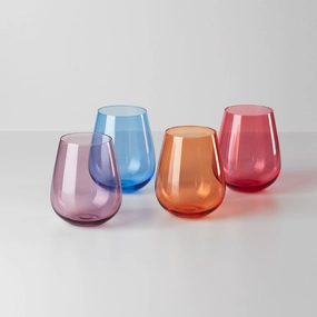 True Colors Stemless Wine Glasses - Set Of 4