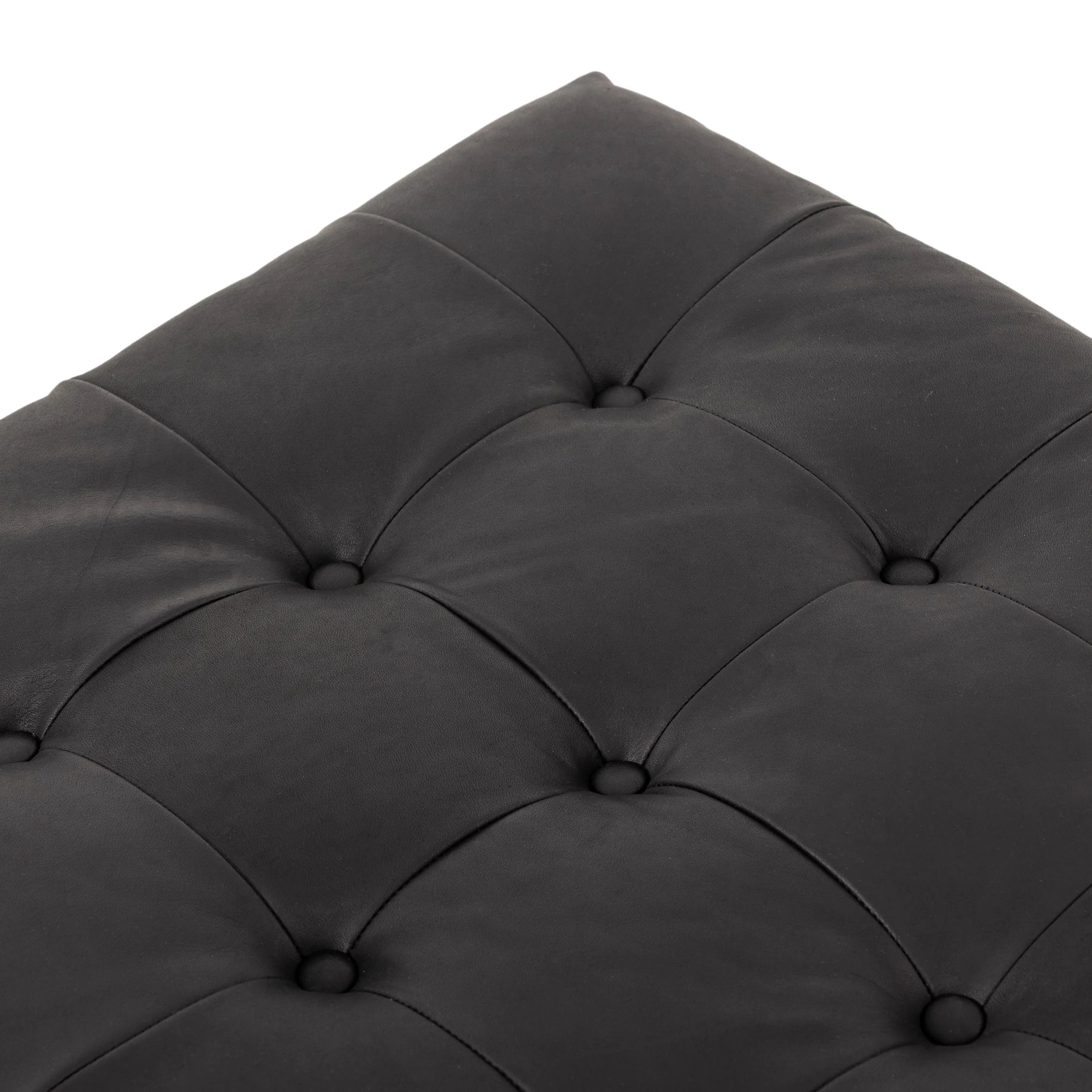 Tuft Sling Seat Black Leather Chair   Ottoman