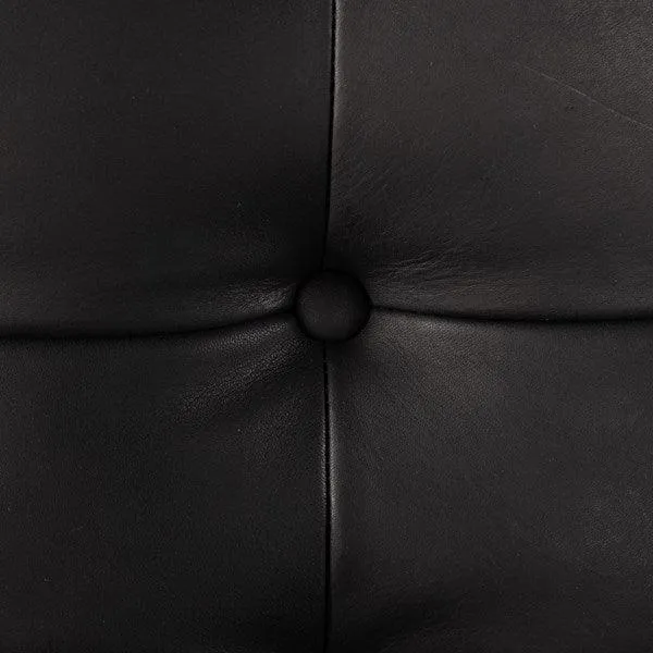 Tuft Sling Seat Black Leather Chair   Ottoman