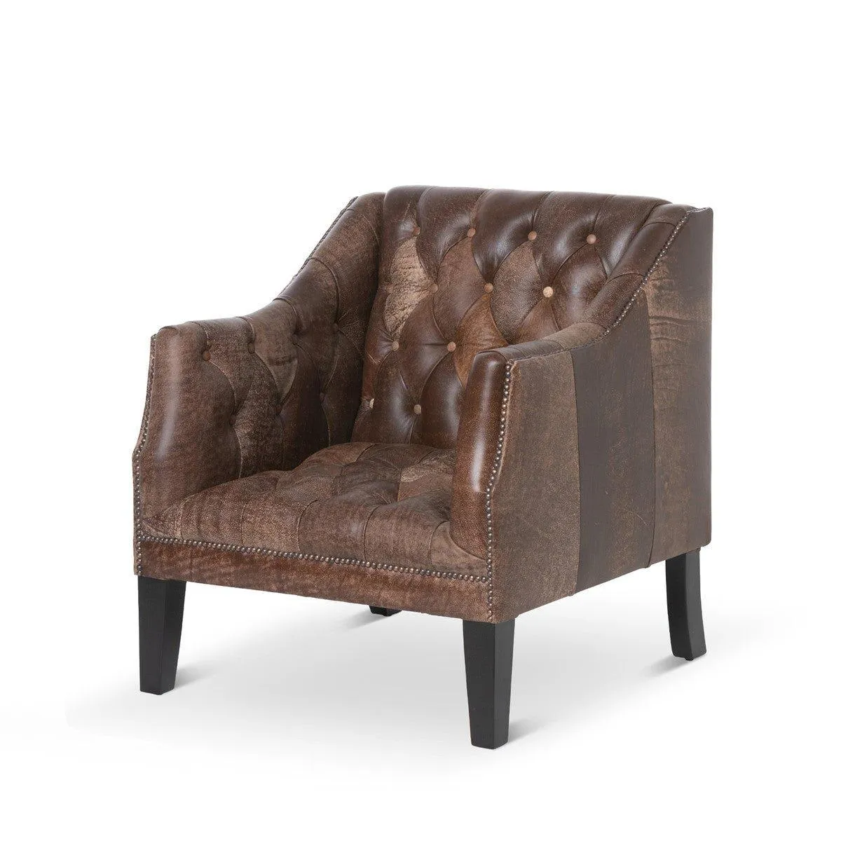 Tufted Distressed Leather Club Chair vanity mirror, wall mirror