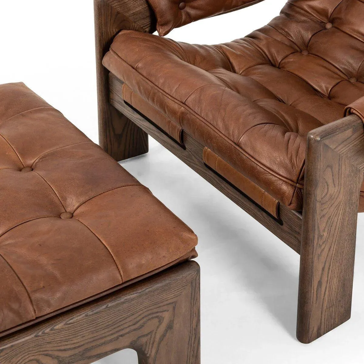 Tufted Leather Chair and Ottoman