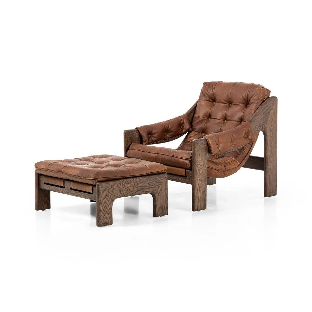 Tufted Leather Chair and Ottoman