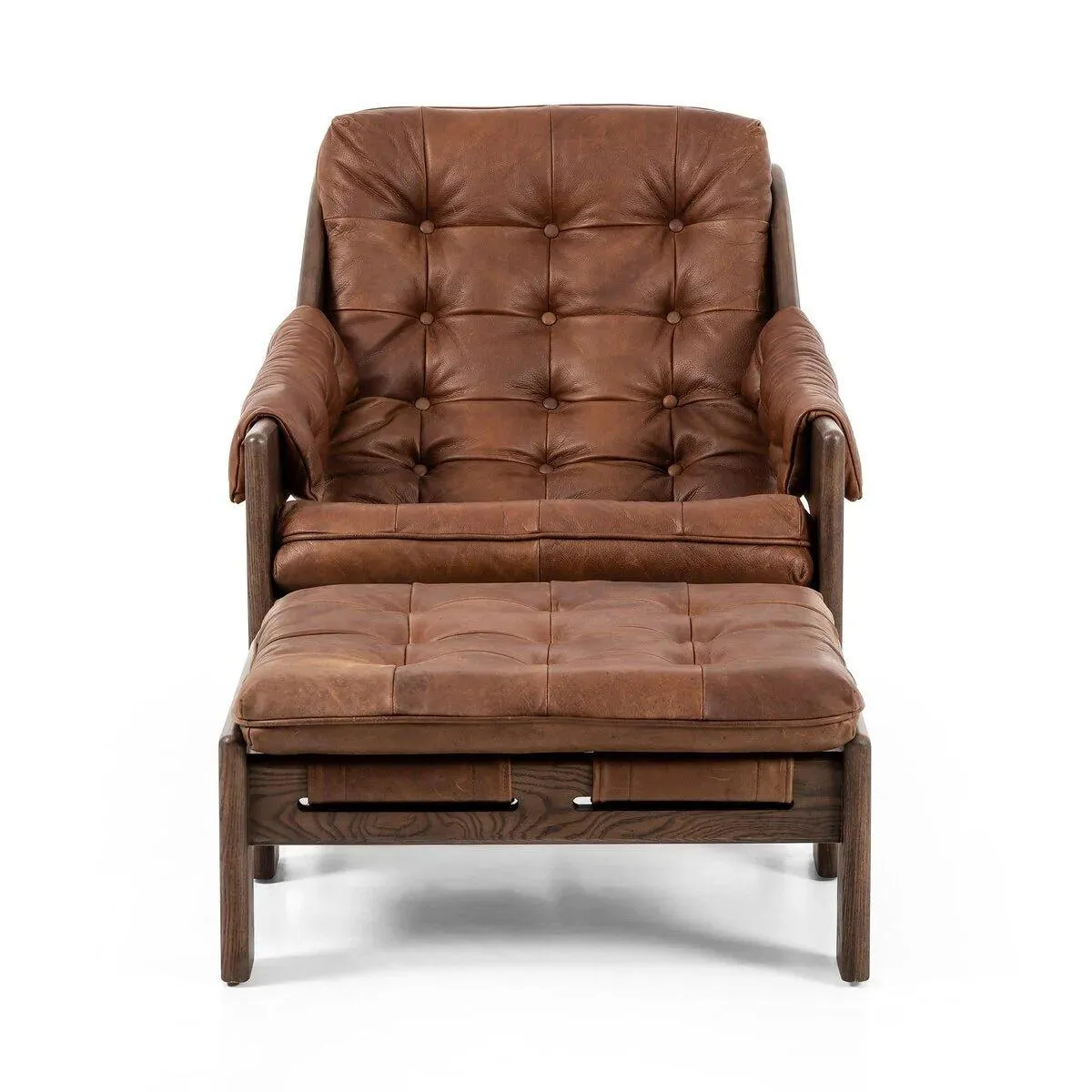 Tufted Leather Chair and Ottoman