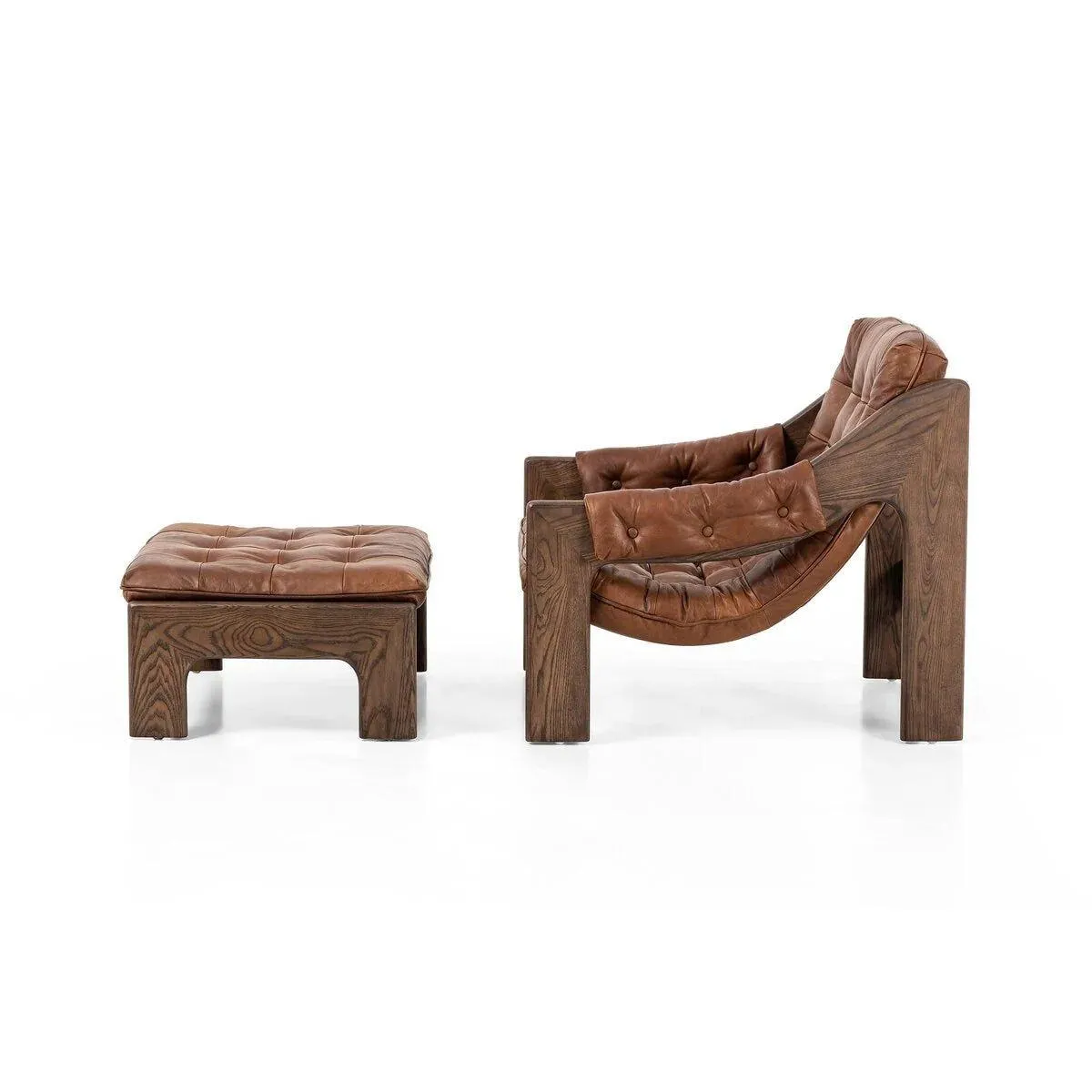 Tufted Leather Chair and Ottoman