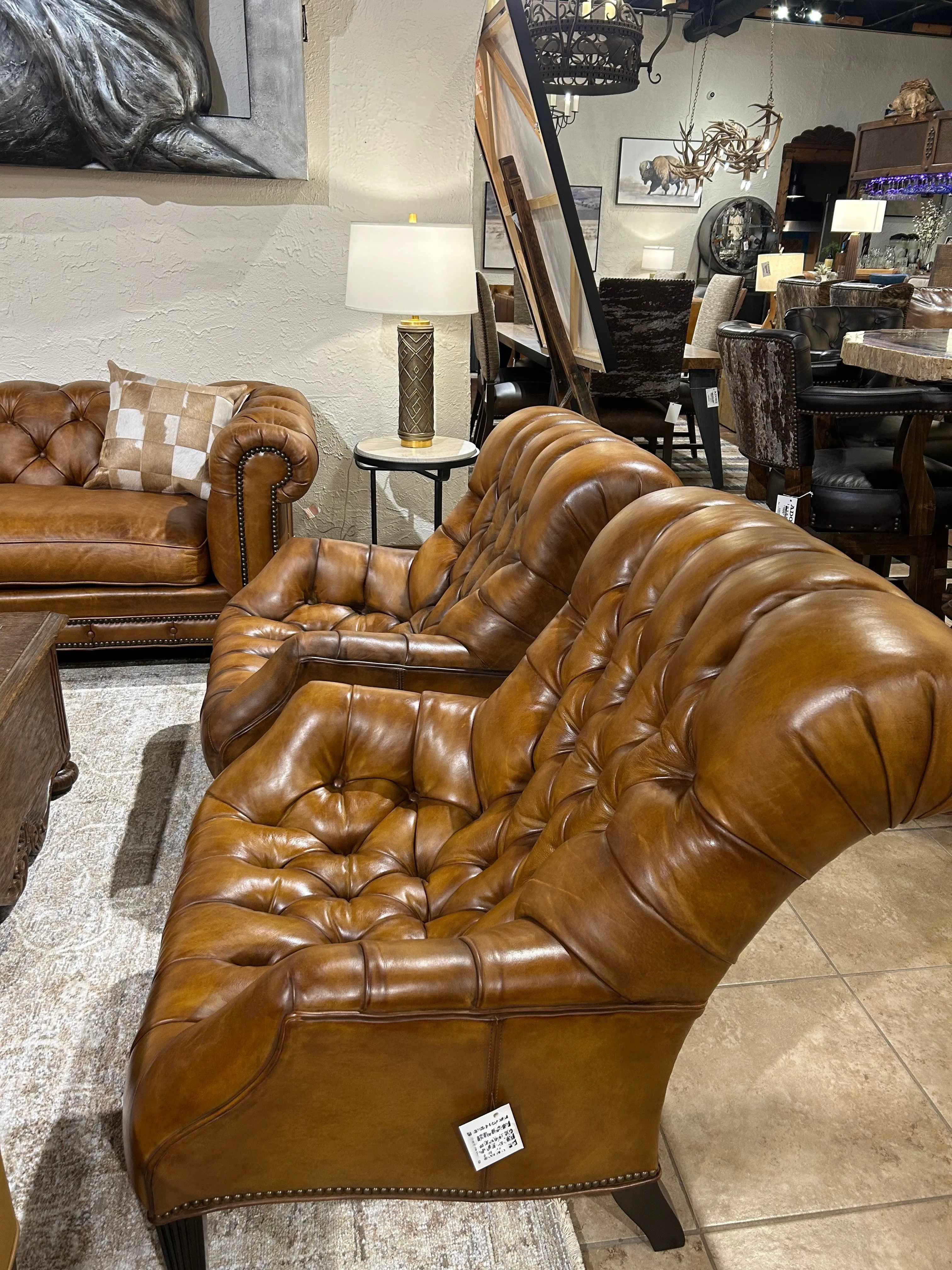 Tufted Leather Napping Chair & Ottoman