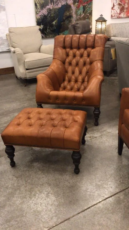Tufted Leather Napping Chair & Ottoman