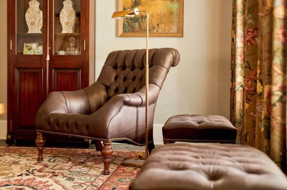 Tufted Leather Napping Chair & Ottoman