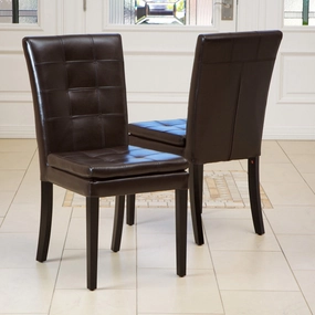 Tufted Brown Bonded Leather Dining Chairs (Set of 2) - NH156112 dining table set, 6-piece dining set