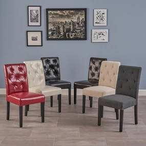 Tufted Diamond Stitch Leather Dining Chairs (Set of 2) - NH818312 dining table set, 6-piece dining set