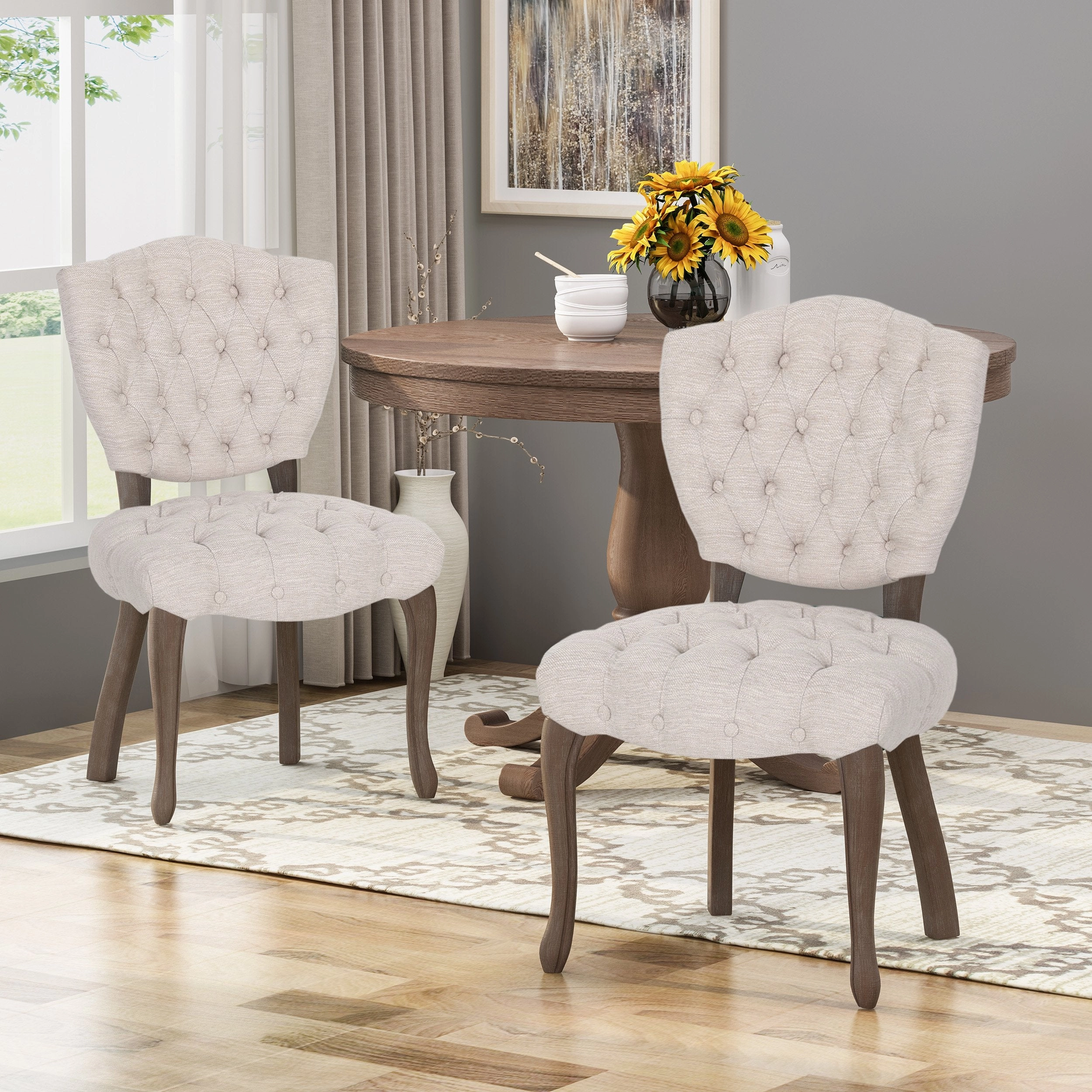 Tufted Dining Chair with Cabriole Legs (Set of 2) - NH922903 dining table set, 6-piece dining set