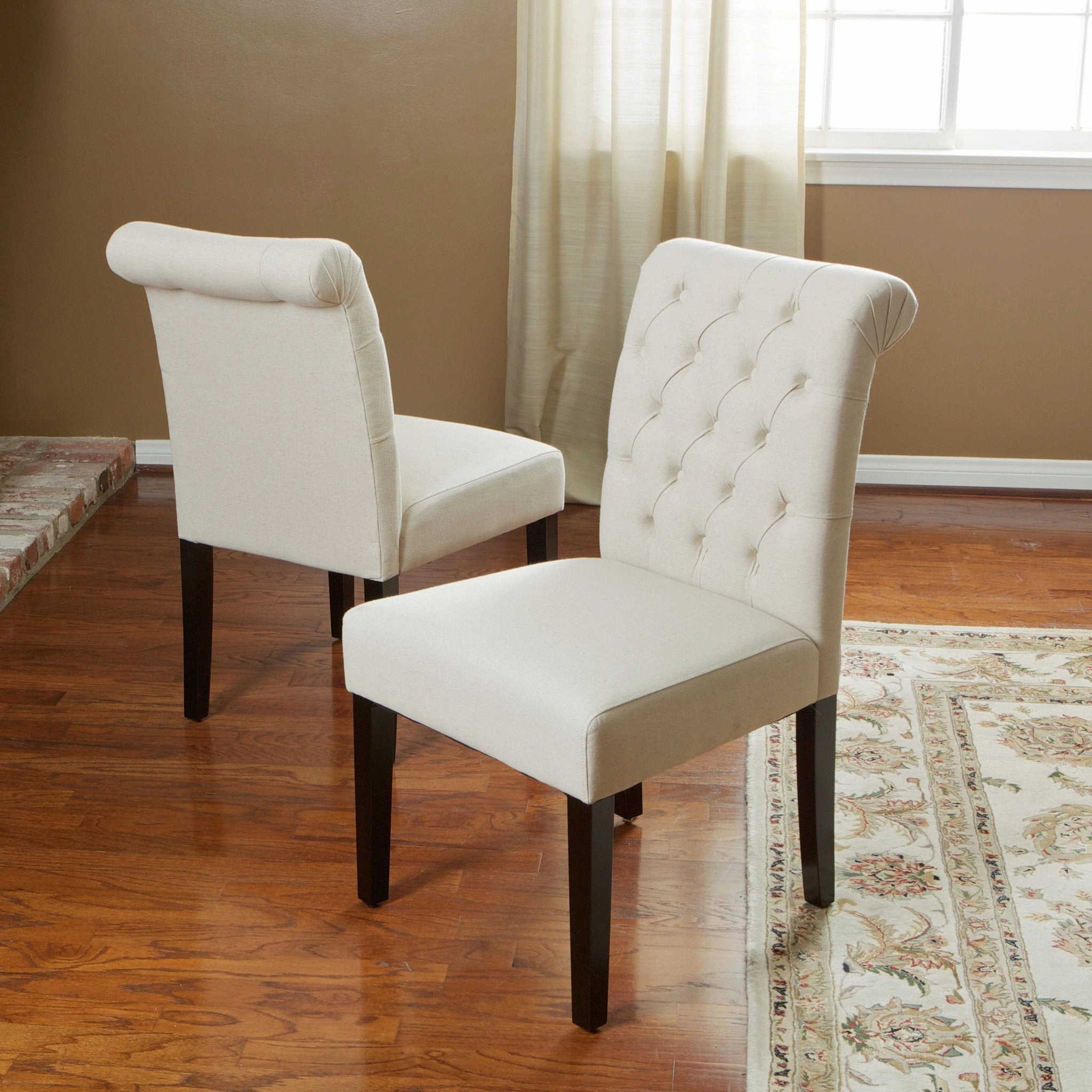 Tufted Ivory Fabric Dining Chair (Set of 2) - NH390532 dining table set, 6-piece dining set