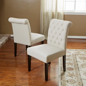 Tufted Ivory Fabric Dining Chair (Set of 2) - NH390532 dining table set, 6-piece dining set
