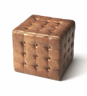 Tufted Leather Cube Ottoman table runner, placemat