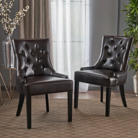 Tufted Leather Dining Chairs (Set of 2) - NH954832 dining table set, 6-piece dining set