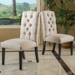 Tufted Natural Plain Fabric Dining Chair (Set of 2) - NH306832 dining table set, 6-piece dining set